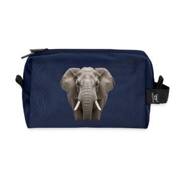 Elephant Portrait Majestic Wildlife Design - Recycled Toiletry Zip Bag - navy - Front