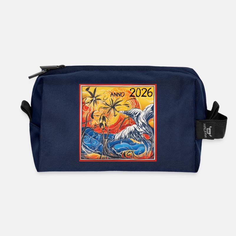 Sonnenuntergangs -Tropen 2026 - Recycelte Kulturtasche - Navy