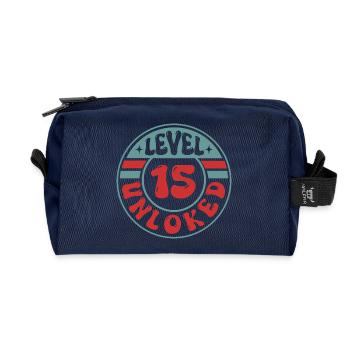 Level 15 Unlocked – Cooles Design für Zocker - Recycelte Kulturtasche - Navy - Vorne