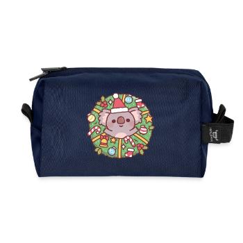Un joli koala en couronne de Noël - Trousse de toilette en tissu recyclé - marine - Devant