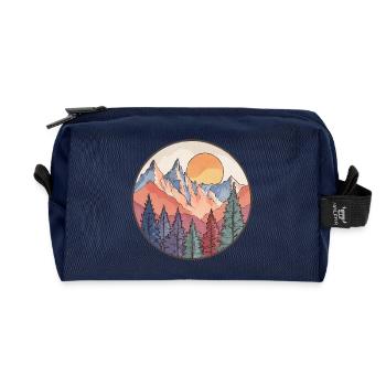 Montagne au coucher de soleil – Motif nature - Trousse de toilette en tissu recyclé - marine - Devant