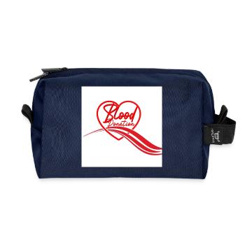 Blood Donation Heart Logo - Recycled Toiletry Zip Bag - navy - Front