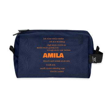 Sprueche Amila - Recycelte Kulturtasche - Navy - Vorne