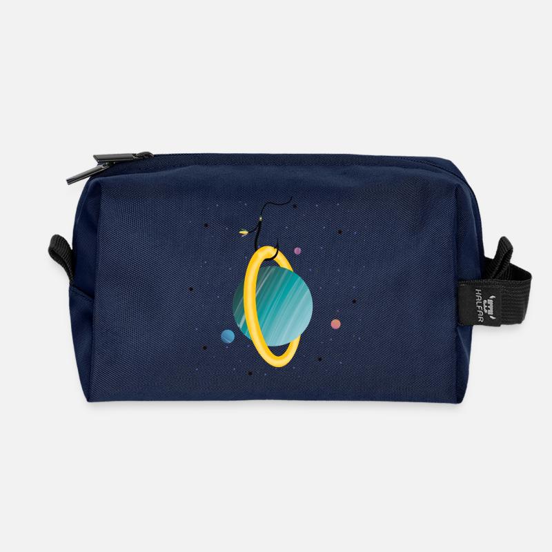 Planet on the hook (2/3) - Recycled Toiletry Zip Bag - navy