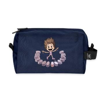 Macaron Dancing Girl - Recycled Toiletry Zip Bag - navy - Front