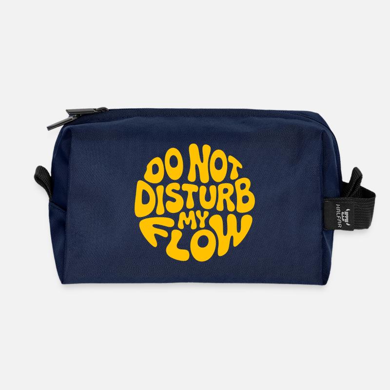 do not disturb my flow yellow branded - Recycled Toiletry Zip Bag - navy