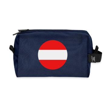 Austria round flag - Recycled Toiletry Zip Bag - navy - Front