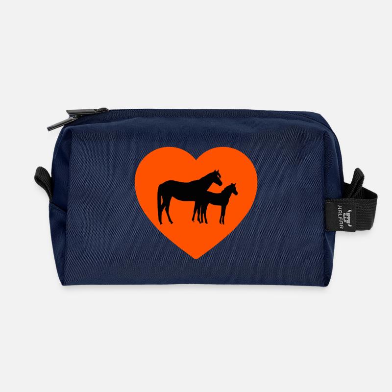 Pferde - Recycelte Kulturtasche - Navy