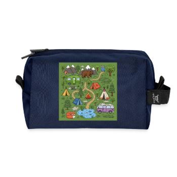 Illustration d’aventure de camping en forêt - Trousse de toilette en tissu recyclé - marine - Devant