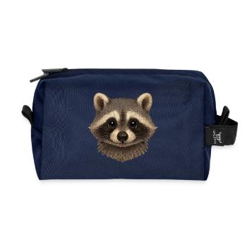 Raccoon Head Animal Head Cute - Recycled Toiletry Zip Bag - navy - Front