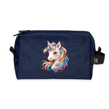 Regenbogen Einhorn - Cute Rainbow Unicorn - Recycled Toiletry Zip Bag - navy - Front