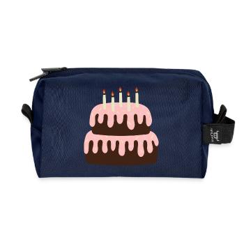 Pastellrosa Kuchen-Geburtstagsillustration - Recycelte Kulturtasche - Navy - Vorne