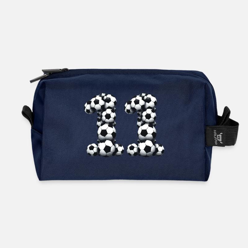11 Fussball - Recycelte Kulturtasche - Navy
