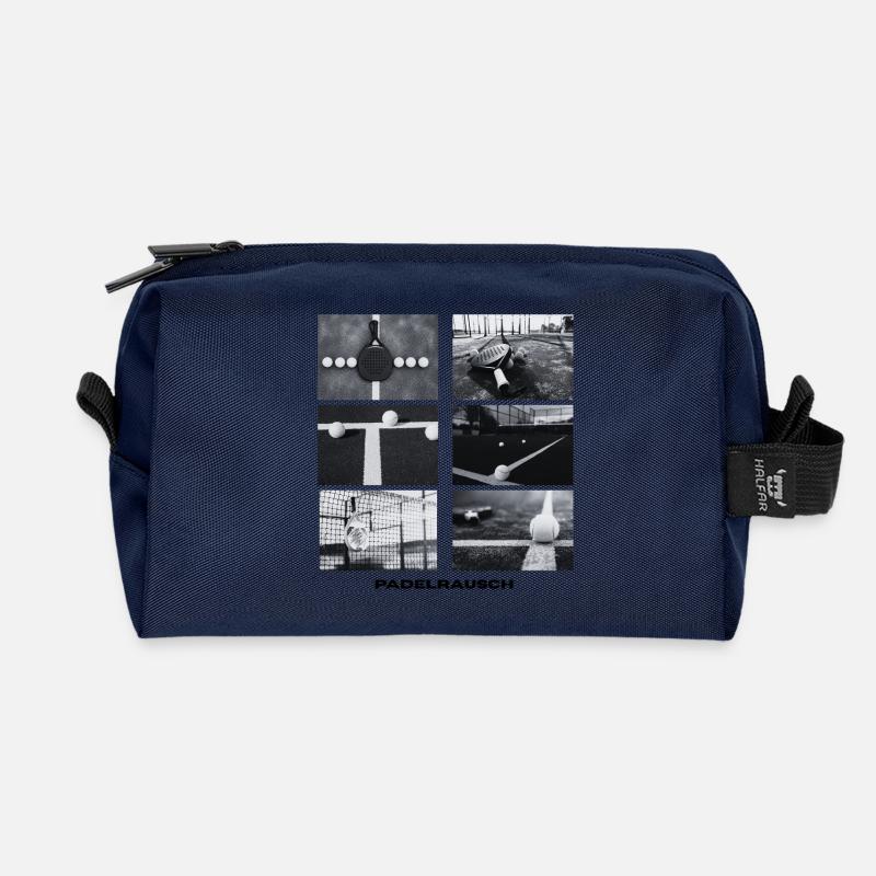 Padelrausch Collage BW - Recycled Toiletry Zip Bag - navy