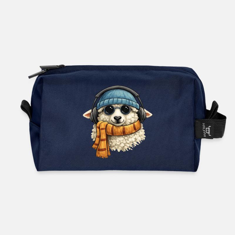 Lamm Kopfhörer Winter - Recycelte Kulturtasche - Navy