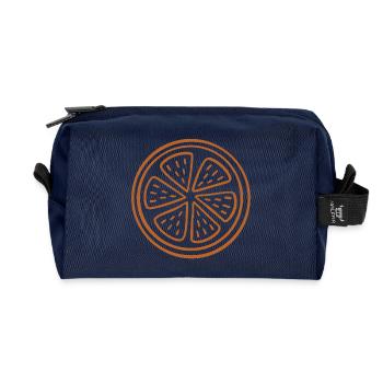 Citrus Slice Line Art - Recycled Toiletry Zip Bag - navy - Front