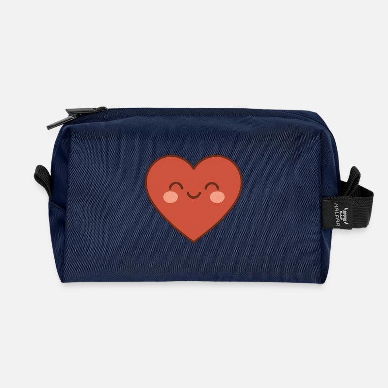 Warm smiling heart - Recycled Toiletry Zip Bag - navy