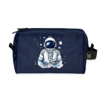 Astronaut in Star Space - Recycled Toiletry Zip Bag - navy - Front