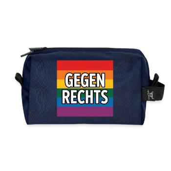 Gegen Rechts - Antifa Regenbogen Tee - Recycelte Kulturtasche - Navy - Vorne