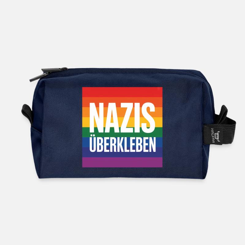 Nazis überkleben - Antifa Tee - Recycelte Kulturtasche - Navy