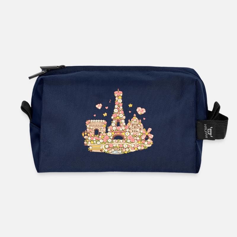 Florale Parisland-Wahrzeichen - Recycelte Kulturtasche - Navy