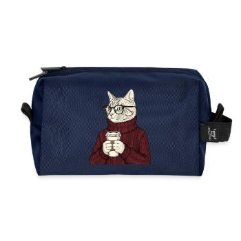 Sophisticated Coffee Cat  - Recycelte Kulturtasche - Navy - Vorne