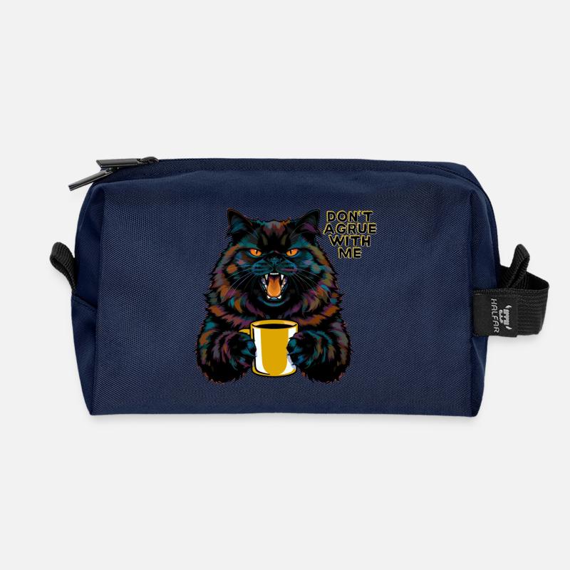 Cat with statement "Don't argue with me" - Recycled Toiletry Zip Bag - navy