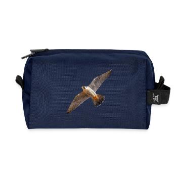 Wanderfalke im Gleitflug – Kraft & Präzision - Recycelte Kulturtasche - Navy - Vorne