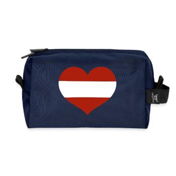 Austrian Flag Heart - Recycled Toiletry Zip Bag - navy - Front