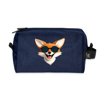 Fröhlicher Fuchs mit Sonnenbrille - Recycelte Kulturtasche - Navy - Vorne