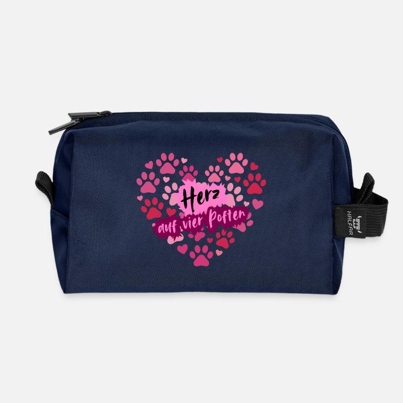 Herz auf vier Pfoten - Recycelte Kulturtasche - Navy