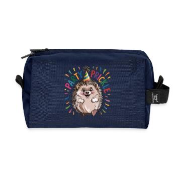 Hérisson avec chapeau de fête - Épine de fête - Trousse de toilette en tissu recyclé - marine - Devant