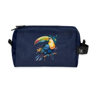 Colorful Toucan Color Explosion - Recycled Toiletry Zip Bag - navy - Front