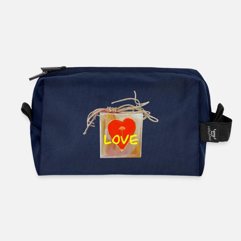 Herz  Liebe Valentinstag  - Recycelte Kulturtasche - Navy