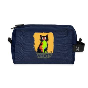 What Cat Color Explosion - Recycled Toiletry Zip Bag - navy - Front