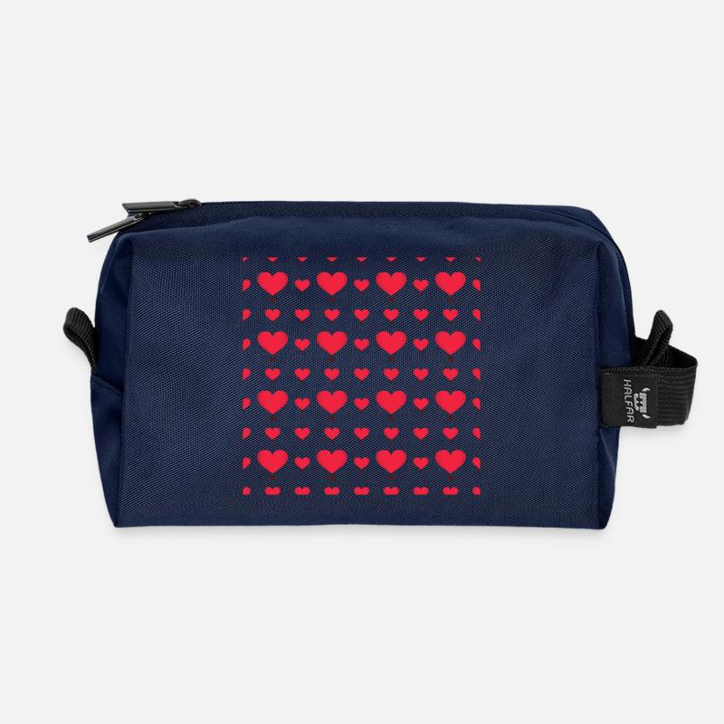 Heart Balloon Pattern - Recycled Toiletry Zip Bag - navy