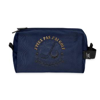 I Can't I Have Golf – Engraving - Recycled Toiletry Zip Bag - navy - Front