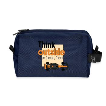 Denken Sie an Formel-Car-Rennen außerhalb der Boxen - Recycelte Kulturtasche - Navy - Vorne