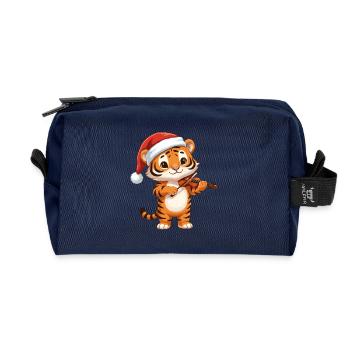 Weihnachts-Tigerkatze spielt Geigenkunst - Recycelte Kulturtasche - Navy - Vorne
