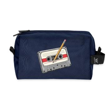 Analogkassette mit Bleistift - Recycelte Kulturtasche - Navy - Vorne