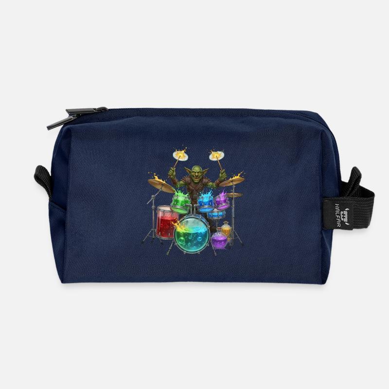 Kobold mit Trommeln - Recycelte Kulturtasche - Navy