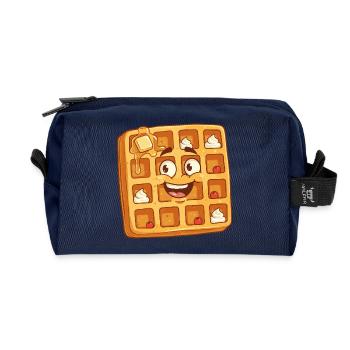 Fröhliches Waffelgesicht Cartoon - Recycelte Kulturtasche - Navy - Vorne