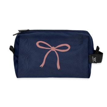 Rosy Ribbon Bow-Print - Recycelte Kulturtasche - Navy - Vorne