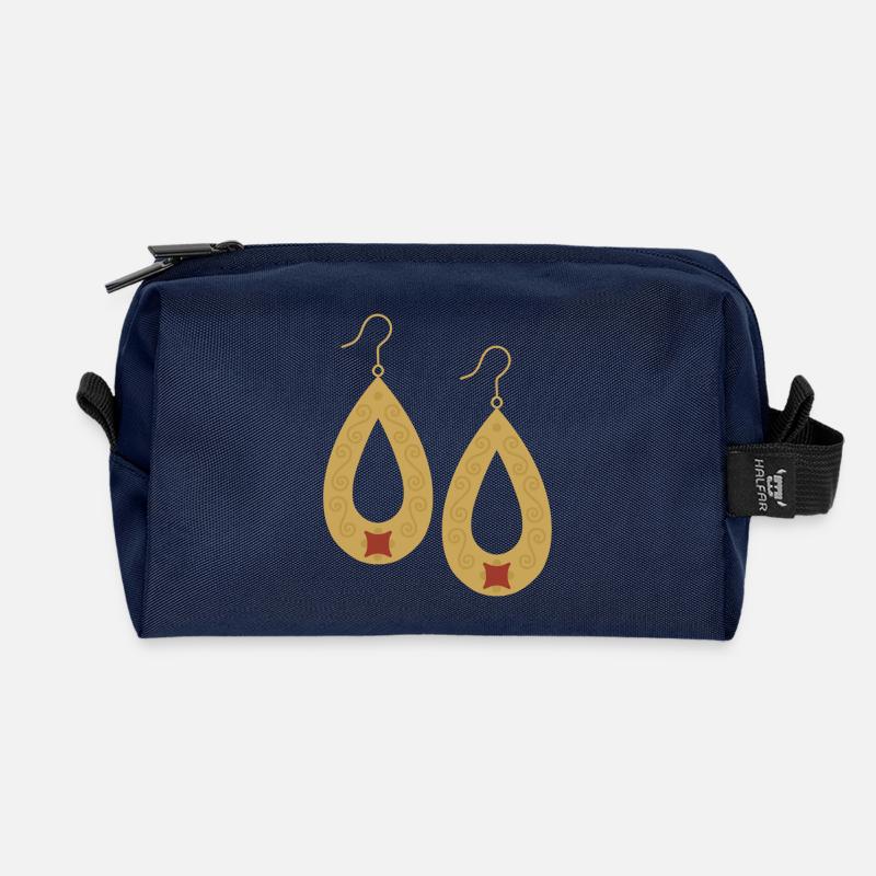 Boho-Tropfengold-Ohrringe - Recycelte Kulturtasche - Navy