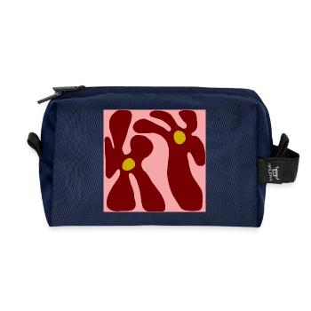 Rote Blumen Minimalistisches Design - Recycelte Kulturtasche - Navy - Vorne