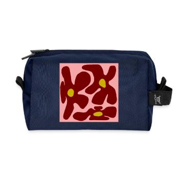 Rote Blumen Organisches Design -V2 - Recycelte Kulturtasche - Navy - Vorne