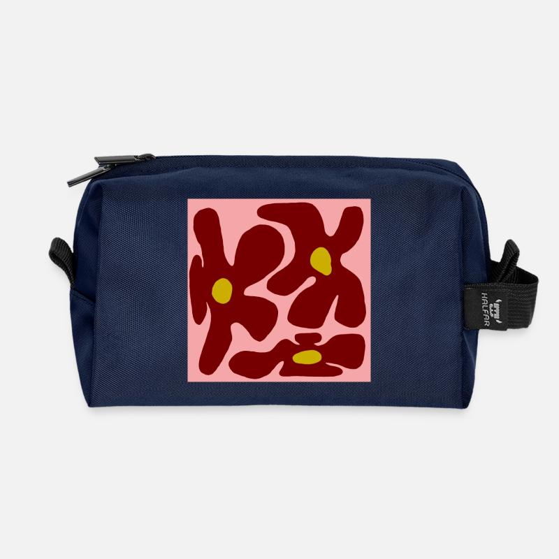 Rote Blumen Organisches Design -V2 - Recycelte Kulturtasche - Navy