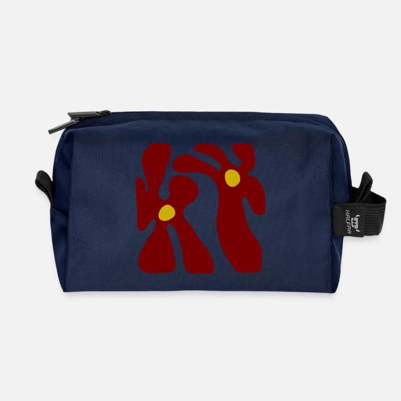Rote Blumen Minimalistisches transparentes Design - Recycelte Kulturtasche - Navy
