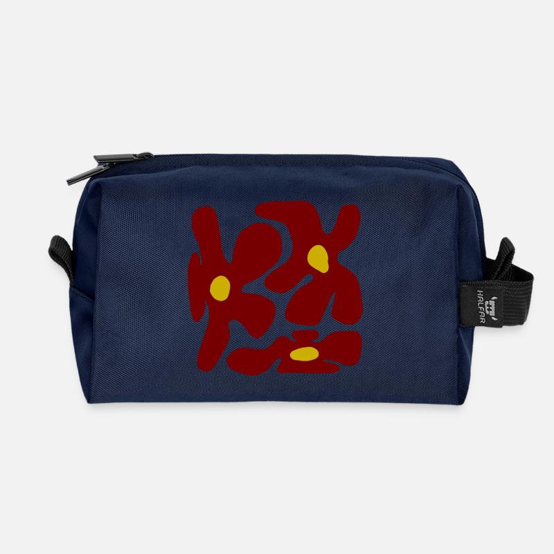 Rote Blumen Organisches transparentes Design -V2 - Recycelte Kulturtasche - Navy