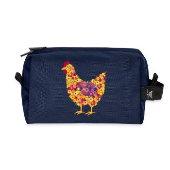 Fans de poulet - Coq - Coq - Poulet fleur - Bio - Trousse de toilette en tissu recyclé - marine - Devant